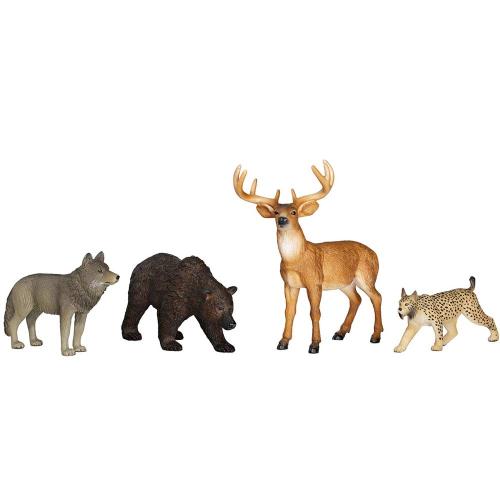 Набор фигурок Лесные животные: медведь, олень, рысь, волк Konik AMW2127 фото 2