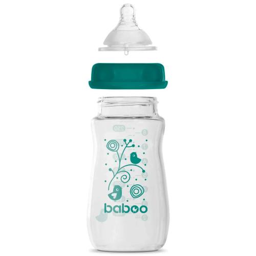 Бутылочка для кормления стеклянная широкая 250 мл от 3 месяцев Baboo 3-123 фото 2